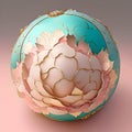 3d illustration of a decorative sphere with floral ornament in pastel colors