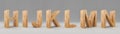 3D illustration decorative wooden Alphabet, capital letters set.