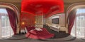 3d illustration 360 degrees panorama bedroom