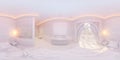 3d illustration 360 degrees panorama bedroom