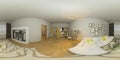 3d illustration 360 degrees panorama of living room nterior design