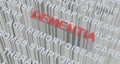 3D illustration of DEMENTIA Concept. The Word DEMENTIA in Red Colour positioned over Text of Grey Colour. Royalty Free Stock Photo