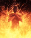 3D Illustration Demon Woman Burns In A Hellfire Royalty Free Stock Photo