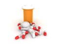 3D illustration depicting pharmaceutical pill abuse