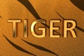 3d gold text on tiger skin background Royalty Free Stock Photo