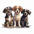 2D illustration: different cute dogs on a white background Royalty Free Stock Photo