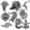 Engraved fantasy emblems