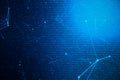 3D illustration digital code on blue background. Concept code, encrypted data.