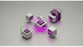 3D illustration of a digital security concept featuring interconnected gray and pink cubes, represents cloud computing,. Royalty Free Stock Photo