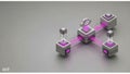 3D illustration of a digital security concept featuring interconnected gray and pink cubes, represents cloud computing,. Royalty Free Stock Photo