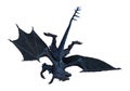 Blue spiked flying dragon on a white background Royalty Free Stock Photo
