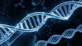 DNA Double Helix Structure with Glowing Blue Molecular Background (ai generated) Royalty Free Stock Photo