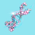 3d illustration DNA made from bubbles in pink and blue tones. Woman anti aging concept. Advertising rejuvenation