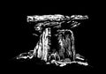 3D illustration of dolmen on black backgound,ruins