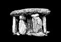 3D illustration of dolmen on black backgound,ruins