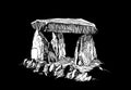 3D illustration of dolmen on black backgound,ruins