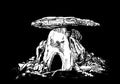 3D illustration of dolmen on black backgound,ruins