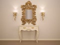 3d illustration of a dressing table with a mirror Royalty Free Stock Photo