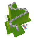 3D illustration. Driving school board game. A dice game inspired by mountains.