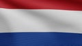 3D illustration Dutch flag waving in wind. Netherlands banner blowing, soft silk