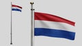 3D illustration Dutch flag waving in wind. Netherlands banner blowing, soft silk