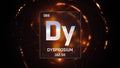 Dysprosium as Element 66 of the Periodic Table 3D illustration on orange background Royalty Free Stock Photo