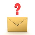 3D illustration of e mail envlope icon with question mark above