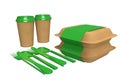 3D Illustration: Eco-Friendly Fast Food Meal for Two