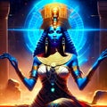 3d illustration of an Egyptian goddess with a beautiful figure in the background Generative AI
