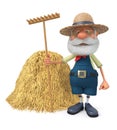 3D illustration the elderly farmer with a smile