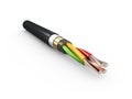 3d Illustration of Electric cable. Copper electrical cable in multi-colored insulation on a white background