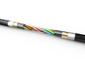3d Illustration of Electric cable. Copper electrical cable in multi-colored insulation on a white background Royalty Free Stock Photo