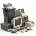 Electronic waste 3D illustration isolated on white background Royalty Free Stock Photo