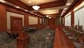 3D-Illustration of an empty justice court with table and chairs Royalty Free Stock Photo