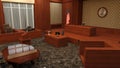 3D-Illustration of an empty justice court with table and chairs Royalty Free Stock Photo