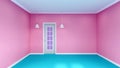 3d illustration. Empty pink wall with door Royalty Free Stock Photo