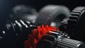 3d illustration of engine gear wheels, closeup view Royalty Free Stock Photo