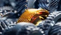 3d illustration of engine gear wheels, closeup view Royalty Free Stock Photo