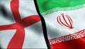 3D Illustration of England and Iran Flag