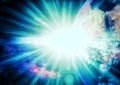 3d illustration of exploding light and earth Royalty Free Stock Photo