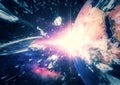 3d illustration of exploding light and earth Royalty Free Stock Photo