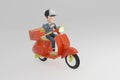3d illustration , Express Delivery by motorcycle or scooter