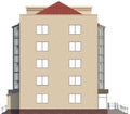 3D illustration of a facade of an inhabited apartment house in beige color