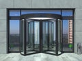 Automatic black rotating doors office