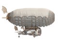 3d illustration of a fantasy airship in steampunk style on isolated white background