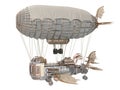 3d illustration of a fantasy airship in steampunk style on isolated white background Royalty Free Stock Photo