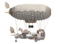 3d illustration of a fantasy airship in steampunk style on isolated white background Royalty Free Stock Photo