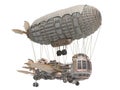 3d illustration of a fantasy airship in steampunk style on isolated white background Royalty Free Stock Photo