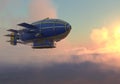 Fantasy Airship Zeppelin Dirigible Balloon 3D illustration