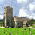 3d illustration of a fantasy church with graveyard